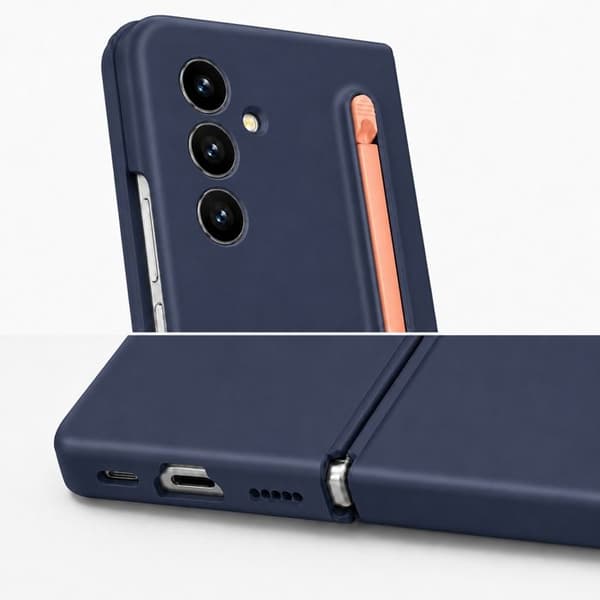 Fodral för Galaxy Z Fold 8 Ultra 360° Heltäckande Matt Finish med Blå Natt Stylus Blå