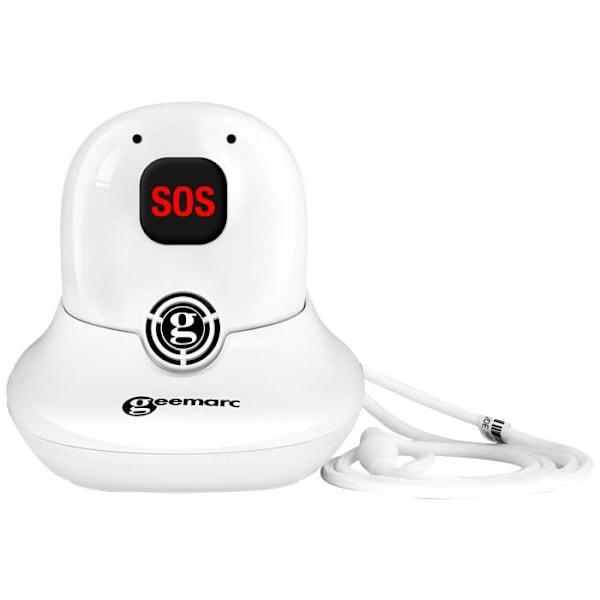 Nödlarm Pendentif SOS - GEEMARC - Pro 595 - Handsfree - Batteritid 5H - Räckvidd 200m Vit