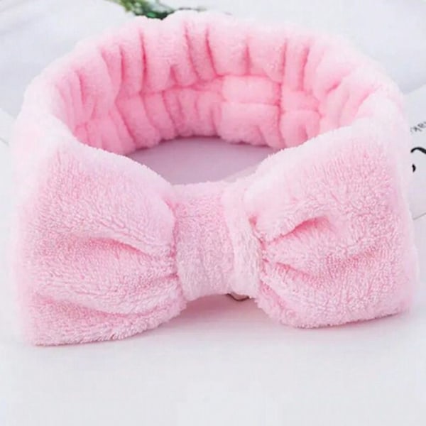 Bandeau Spa för Hår i Enfärgad Mjuk Lila Fleece Rosa
