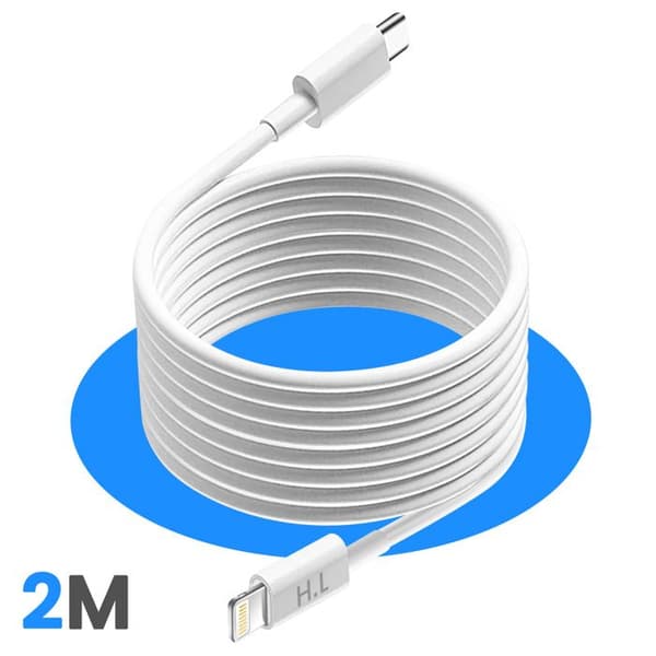 Lightning-kabel till USB-C 20W för iPhone / iPad Kompatibel Snabbladdning 2m Vit