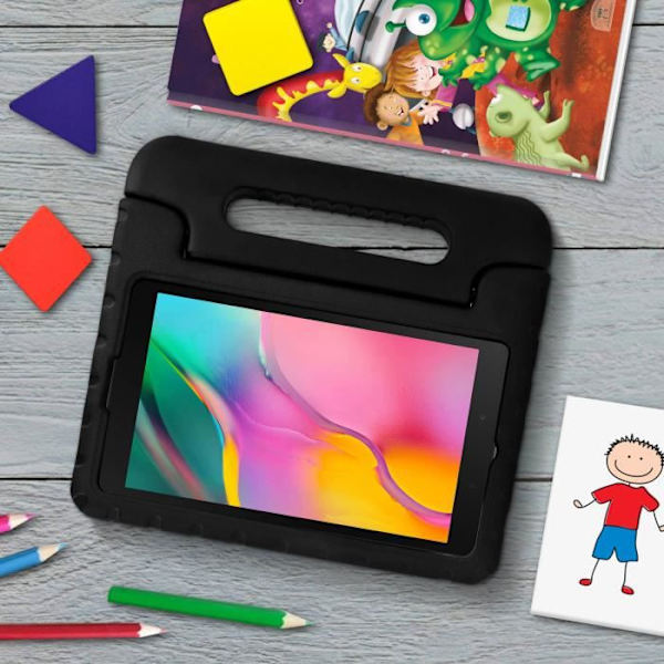 Coque - Samsung - Galaxy Tab A 8.0 2019 - Iskunkestävä suoja - Kahva - Lapsille Musta Svart