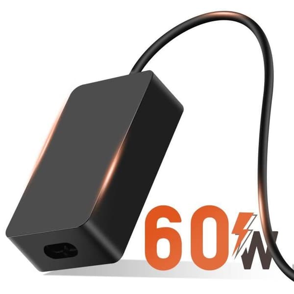 60W netoplader til Microsoft Surface Pro 9 Surface Pro 8 og Surface Pro 7 Svart