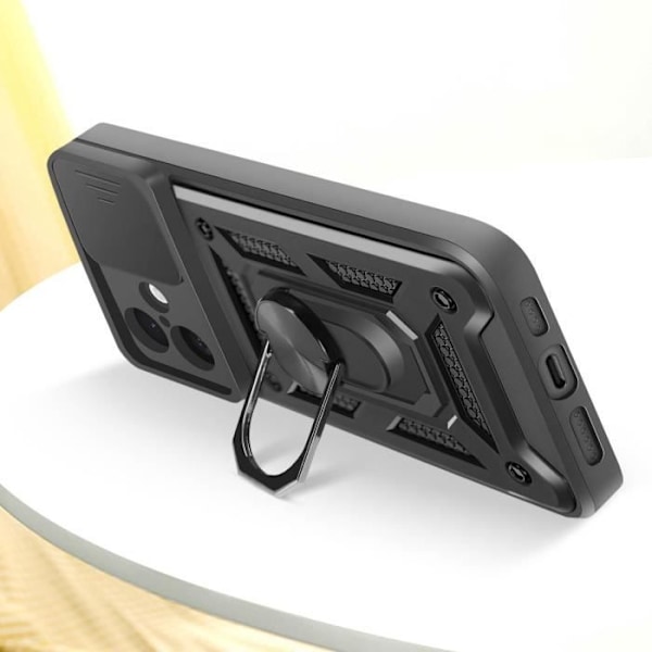 Coque för iPhone 16 Plus Med Stödring Skjutbart Kamerafodral Mayaxess Svart Svart