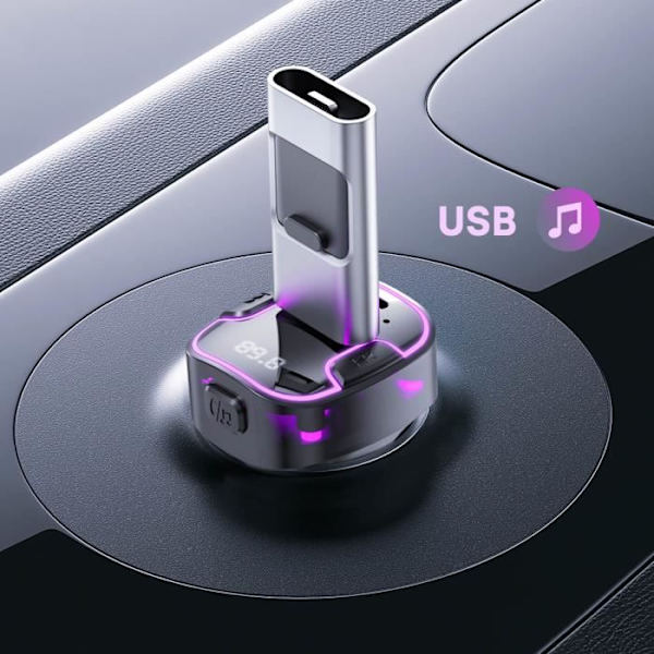 Bluetooth FM-sändare för bil med USB-laddare - USB C XO Svart