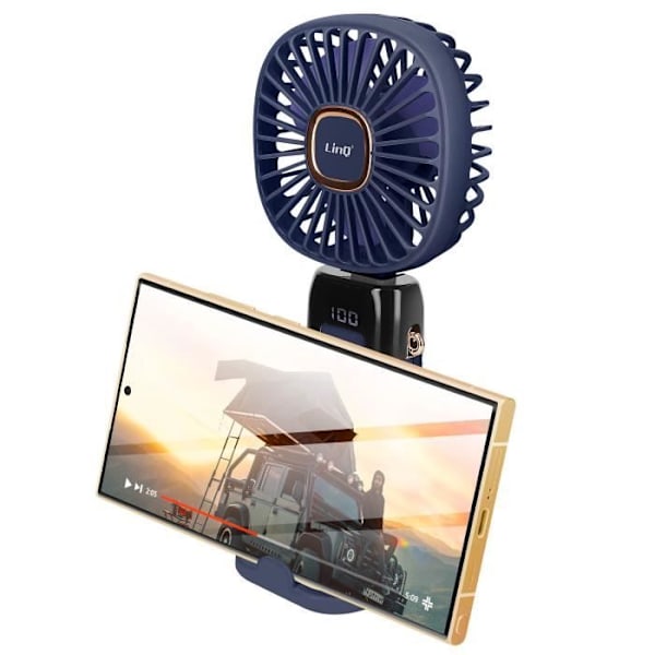 Mini Bärbar Fläkt Justerbar 90° LED Display Fyrkantig Design LinQ Night Blue Blå