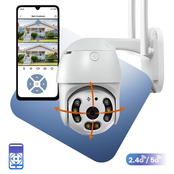 Utomhuskamera 5MP Motoriserad Ansluten Wi-Fi Max excell Vit Vit