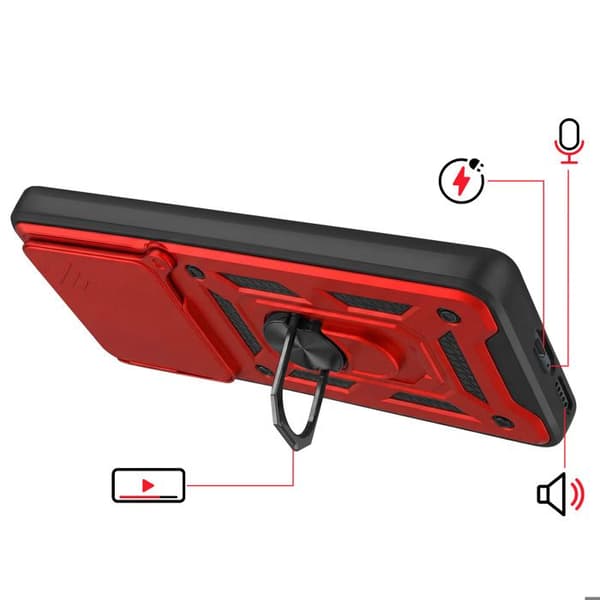 Coque Ring til Redmi Note 15 5G med Skydelåg til Kamera Mayaxess Rød Röd