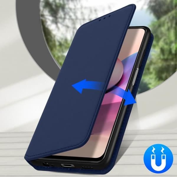 Hylster - Xiaomi - Redmi Note 10 / Note 10s - Øko-læder - Video Støtte - Kortlomme blå nat Midnattsblå