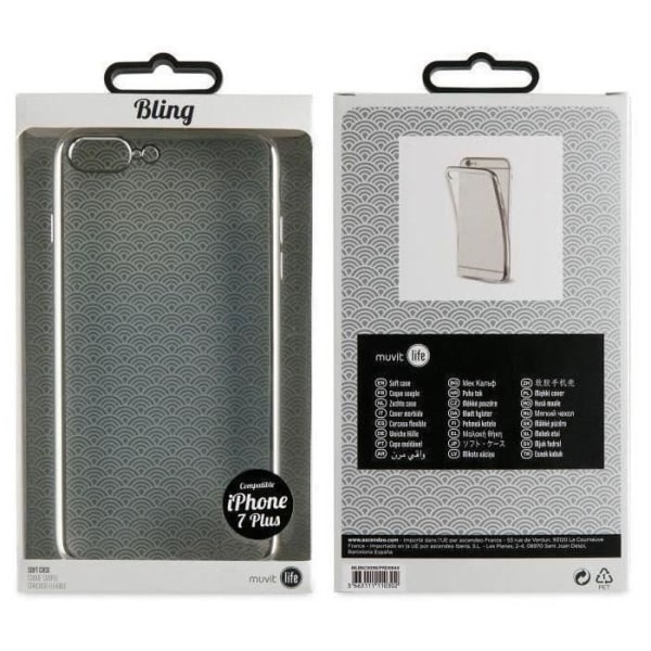 MUVIT LIFE Silver Bling-fodral: Apple iPhone 6+ / 6S+ / 7+ / 8+