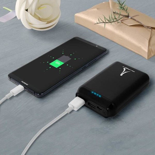 Powerbank 10000mAh extern laddare 2x USB-portar + Micro USB-port Akashi Black