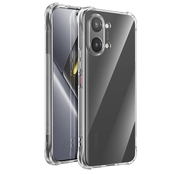 Silicone Cover til Poco X8 Pro Max med Bumperhjørner, Forstærket Stødabsorberende, Transparent Vit