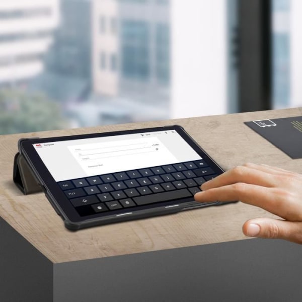 Etui - AVIZAR - Tab M8 - Øko-læder - Videostøtte - Tastatur - Slankt design Sort Svart
