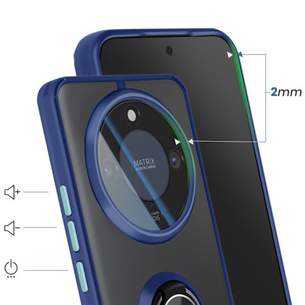 Skyddsfodral för Honor Magic 8 Lite, Bi-material med magnetring, Mörkblå Blå