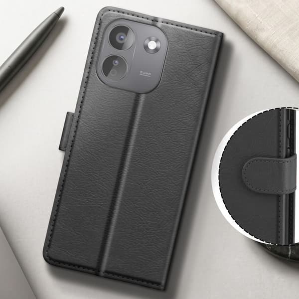 Pungetui til Redmi Note 17 Pro Serie Chesterfield med Støtte Sort Svart