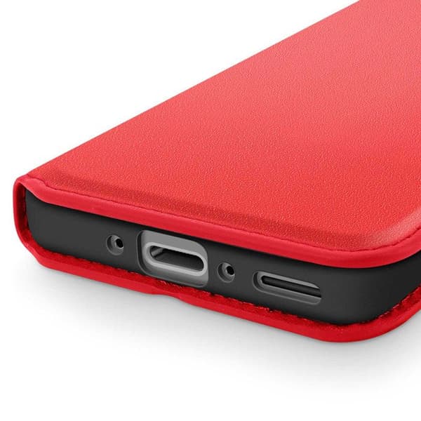 Fodral för Samsung Galaxy A56 - AVIZAR - Röd - Kortficka - Stödfunktion - 360° Skydd Röd