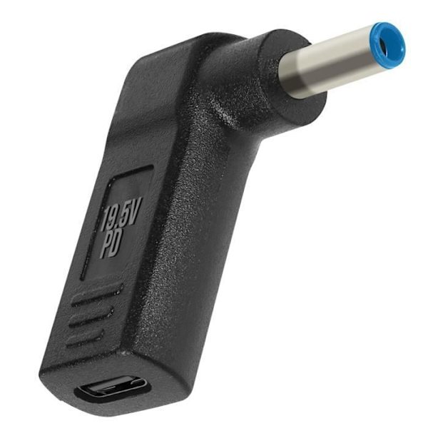 USB-C til DC 4,5 x 3,0 mm opladningsadapter til HP/DELL-computer Svart