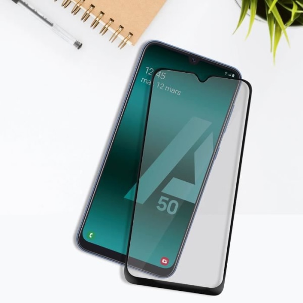 Galaxy A50 Fuld hærdet glasfilm Akashi affaset skærmbeskyttelse Sort