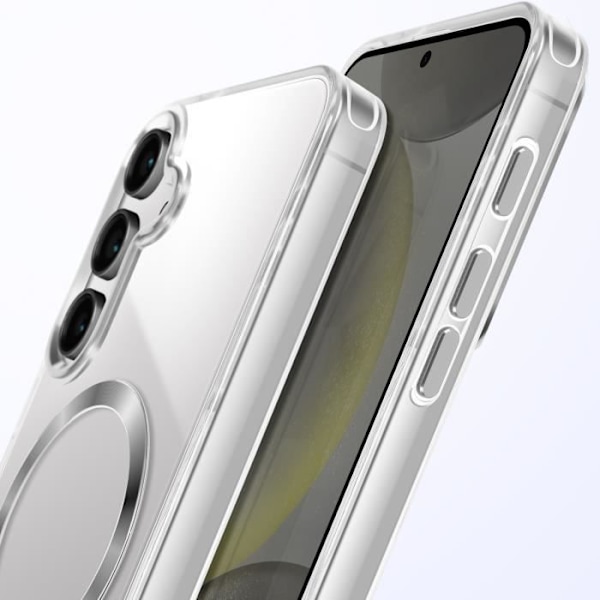 Coque MagSafe för Samsung S24 Plus och S25 Plus Bakre Kristall Färg Silver Grå