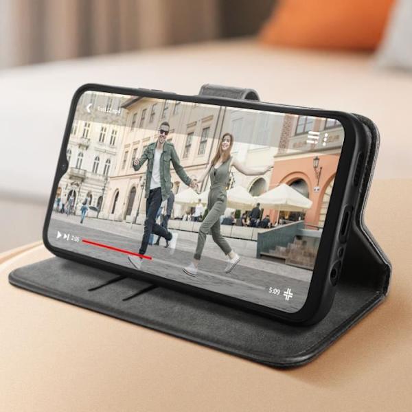 Folio-kotelo, joka on yhteensopiva Samsung A14 4G- ja 5G Grey Flip -kotelon kanssa