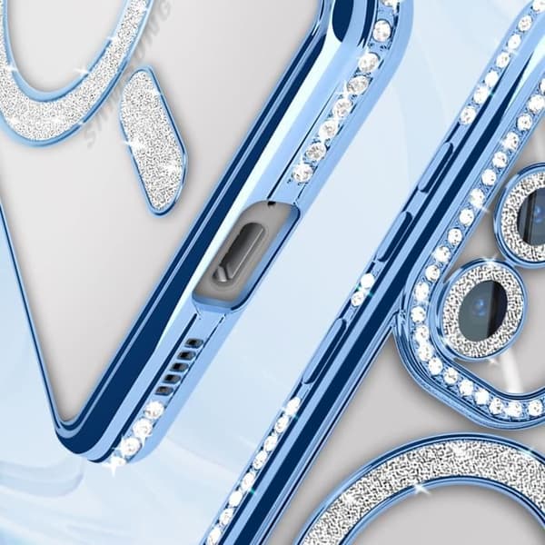 Coque - AVIZAR - Samsung Galaxy S24 - Rigide - Strass - MagSafe skydd Blå