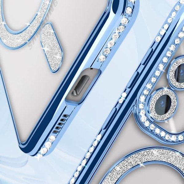 Diamantfodral till Samsung Galaxy S24 MagSafe Contour Rhinestone Light Blue Blå