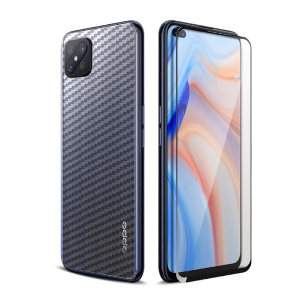 Oppo Reno 4Z film foran hærdet glas bag blød carbon transparent sort