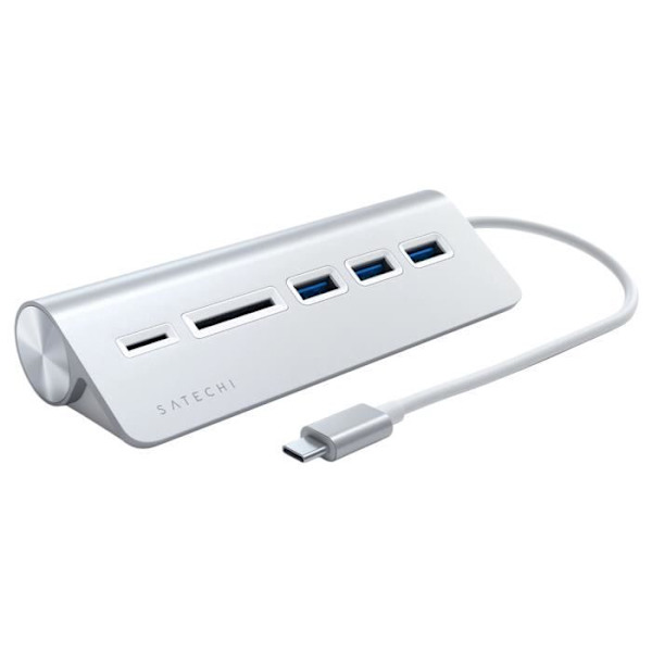 USB C-hubb - Satechi - 5 i 1 - 3 USB 3.0-portar - SD-kortläsare - Borstad aluminium