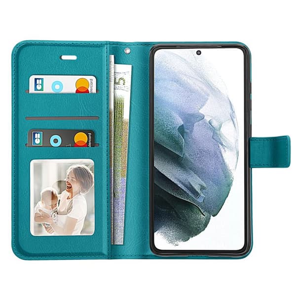 Pungetui til Samsung Galaxy S21 med Mayaxess Turquoise håndledsrem Blå