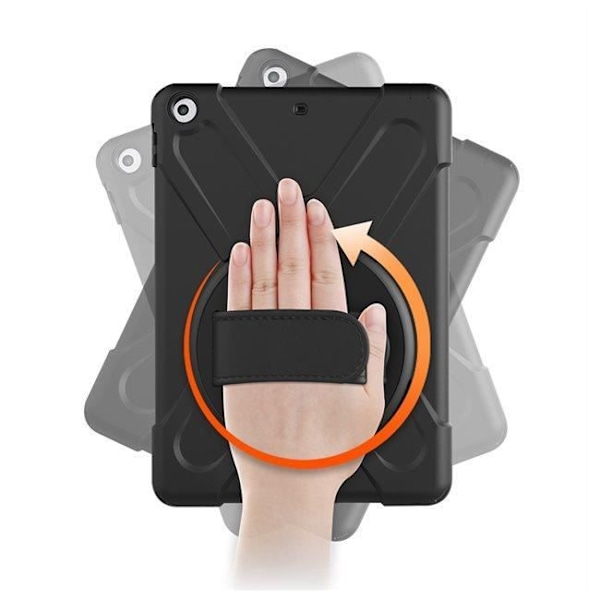 Kotelo iPad 10,2" (2019/23) - EIGER - Musta - Täysi suoja - 360° kääntyvä kahva Svart