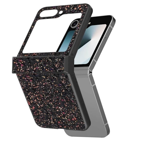 AVIZAR Skyddsfodral till Samsung Galaxy Z Flip 6 - Svart Bi-material Glitter Design Svart