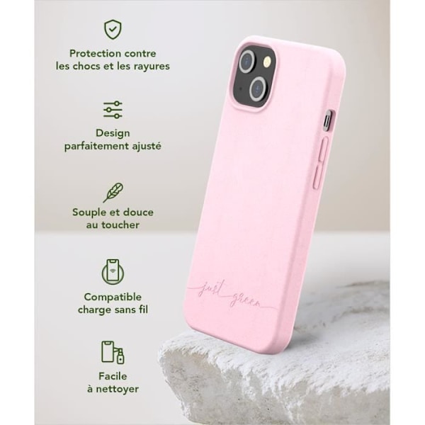 Baby Pink biologisk nedbrydeligt etui til iPhone 13 Just Green