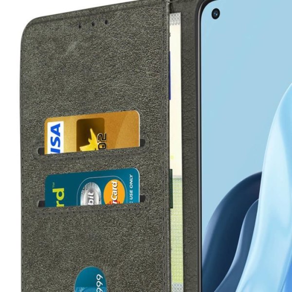 Oppo Reno 7 Case Flip Wallet Video Support Function harmaa