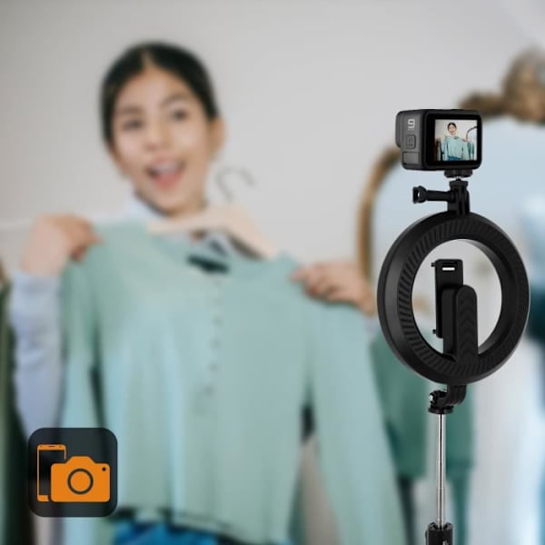 Perche Selfie - LinQ - ZP9906 - Integroitu ring light - Bluetooth-kaukosäädin - 70 cm säilytettävä