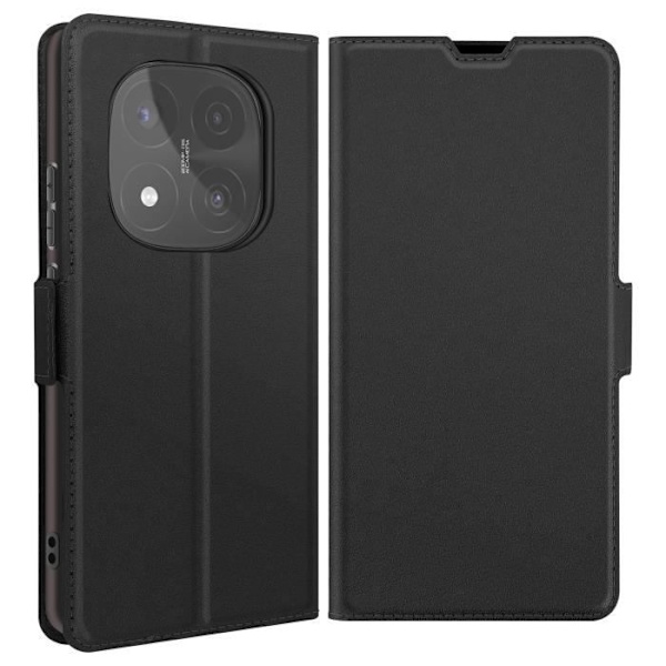 Redmi Note 14 Pro ja 14 Pro Plus -kotelo, jossa korttipaikka ja videotuki, musta Svart