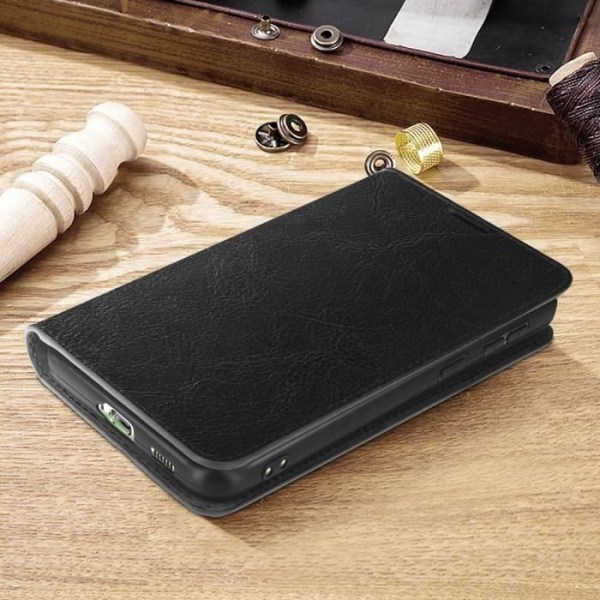 Galaxy S21 FE Folio Case Ægte læder kortholder Video Support - AVIZAR - Sort - Rigid - Flap - Unisex Svart