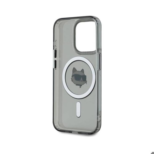 Coque MagSafe til iPhone 15 Pro Max IML med Choupette Karl Lagerfeld mønster, sort Svart
