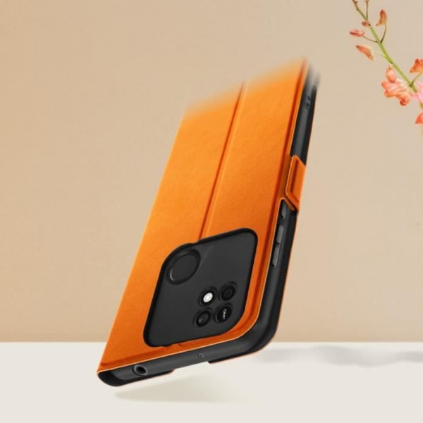 Xiaomi Redmi 10A etui Multifunktion Flip Dobbelt magnetisk lås orange