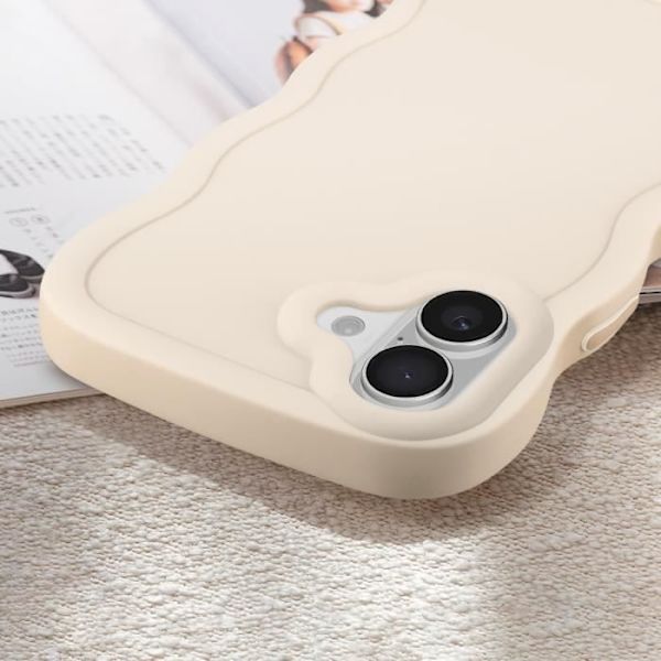 Fodral - AVIZAR - iPhone 16 Plus - Mjuk silikon - Vågig design - Beige Beige