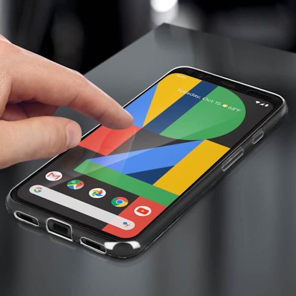 Suojakuori - Google - Pixel 4 - Läpinäkyvä silikoni - Karkaistun lasin kalvo 9H - Musta Transparent, svart