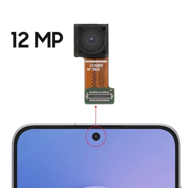 Erstatnings Frontkamera 12MP til Galaxy S25 FE Samsung Service Pack Sort Svart