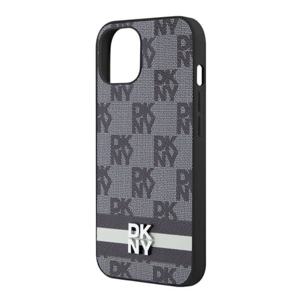 Tyylikäs iPhone 12 / 12 Pro Kotelo Ruudullisilla ja Raidallisilla Kuvioilla DKNY Musta Svart