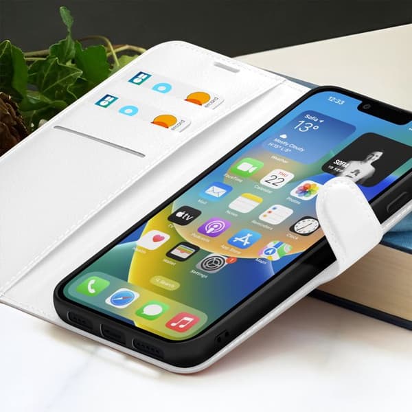Plånboksfodral - ZANAÉ - iPhone 14 Plus - Horisontellt Stöd - Magnetstängning - Vit Vit