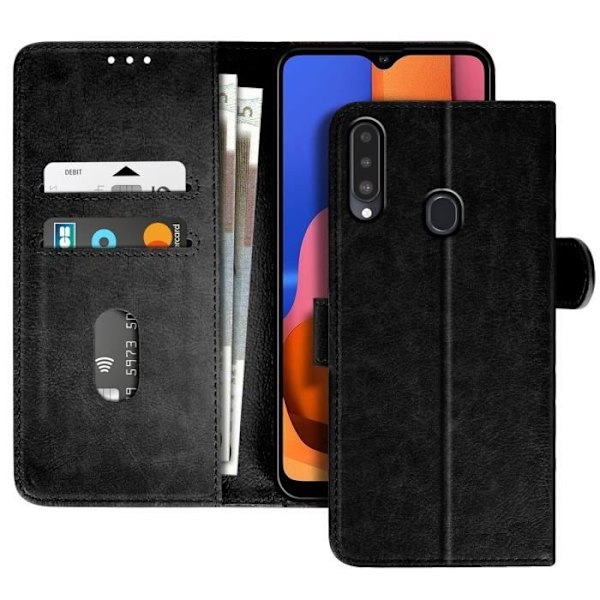 Etui til Samsung Galaxy A20s Klap Portefølje og Video Støtte Sort Svart