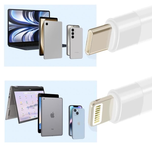 USB-C till Lightning-kabel - LINQ - 1,2 m - 60W snabbladdning - USB-C och Lightning-kompatibel Vit