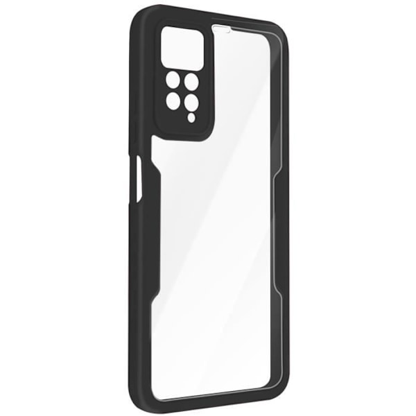 AVIZAR 360° beskyttende etui til Redmi Note 11 og 11s - Hård bagside og blød front - Sort Svart
