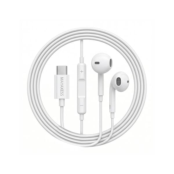 Hörlurar för Galaxy A33 Trådade USB-C med inbyggd mikrofon Mayaxess Vit Vit