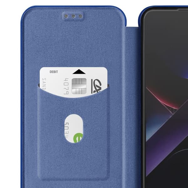 Kulstofetui til Xiaomi Poco X7 Pro, Kortholder, Videostativ, Blå Blå