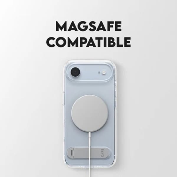 MagSafe-cover til iPhone Air Stødabsorberende beskyttelse med foldestativ Panzer Glass Transparent Vit