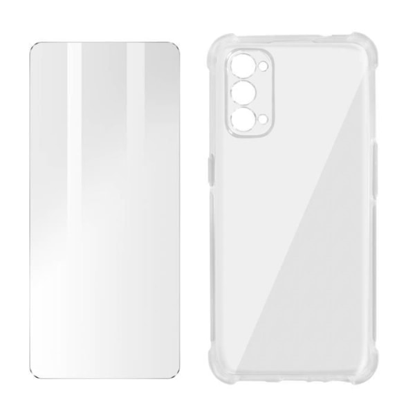 Beskyttelsespakke Oppo Reno 5 5G og Find X3 Lite etui og transparent hærdet glas hvid