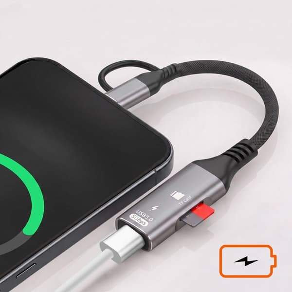 USB-C ja Lightning -adapteri USB 3.0 5Gbps ja Micro SD -lukija LinQ Harmaa